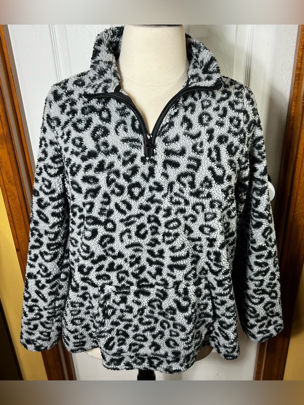 Women’s Fleece Jacket Sherpa Jacket Pullover Animal Print Leopard Lightweight 2X